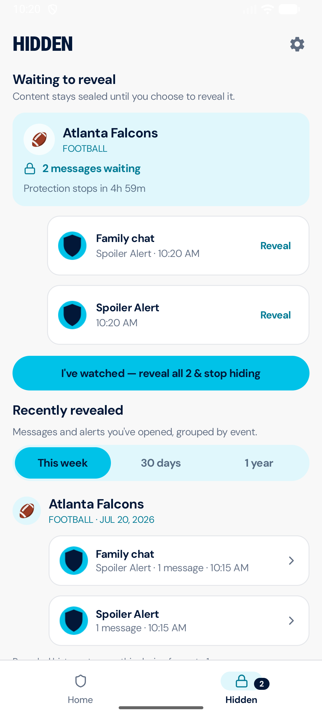 Spoiler Alert hidden live notification screen